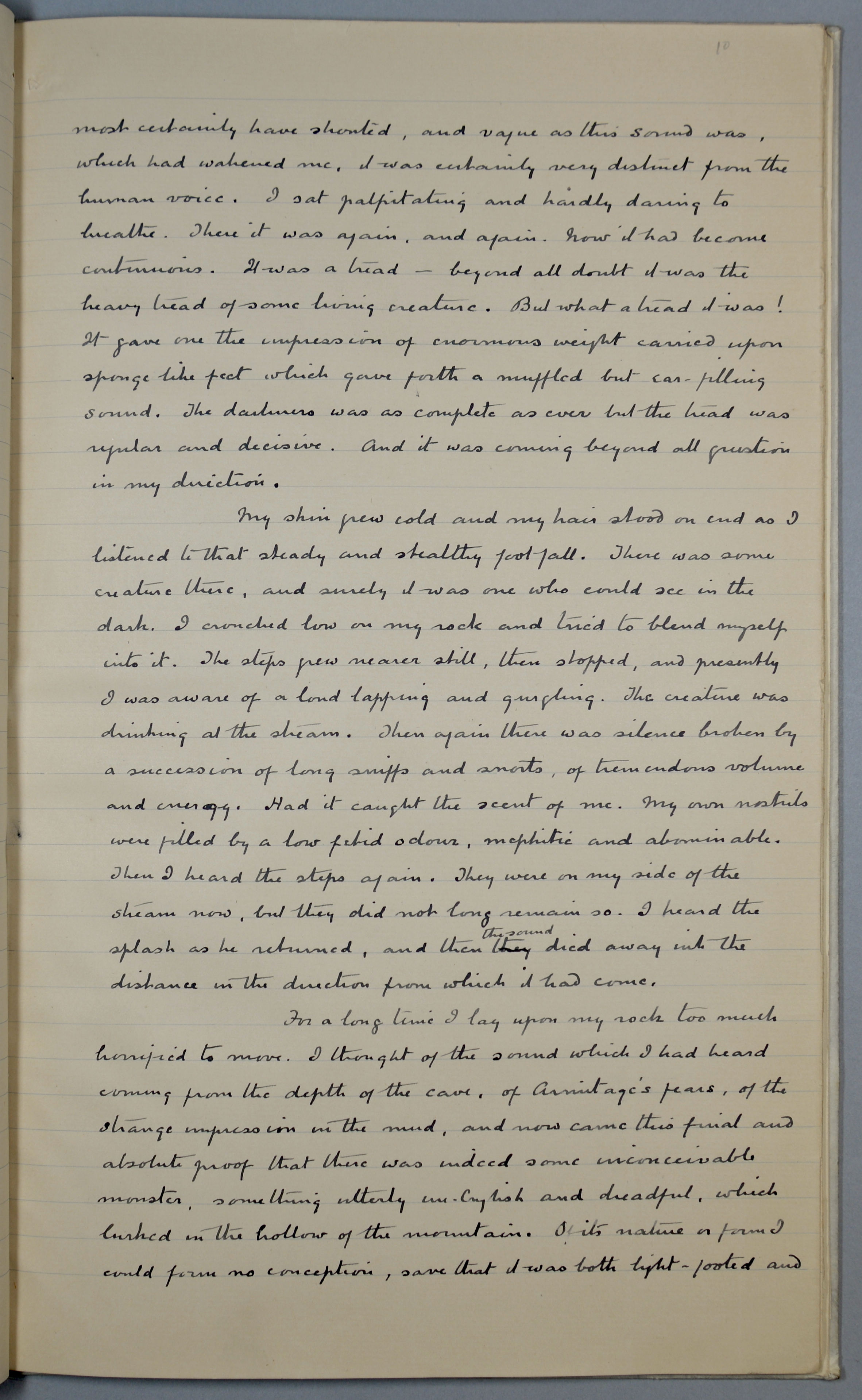 page 10 of the manuscript of The Terror of Blue John Gap