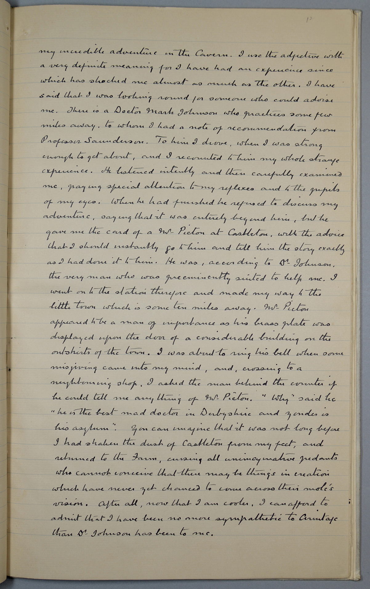 page 11 of the manuscript of The Terror of Blue John Gap