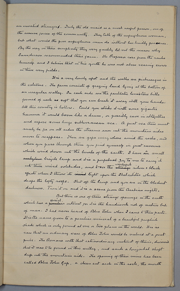 page 2 of the manuscript of "The Terror of Blue John Gap"