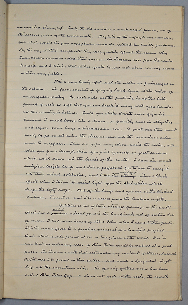 page 2 of the manuscript of "The Terror of Blue John Gap"