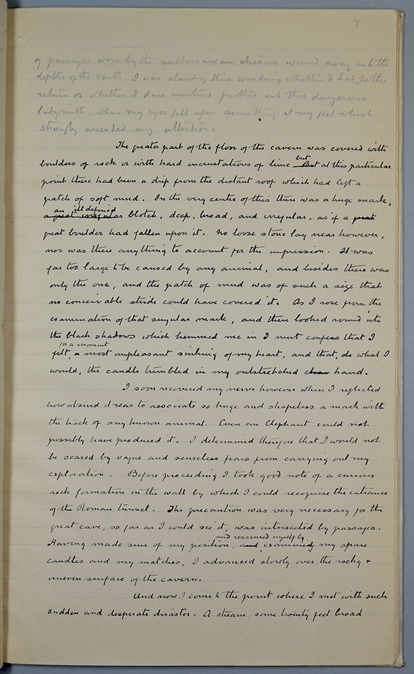 page 7 of the manuscript of "The Terror of Blue John Gap"
