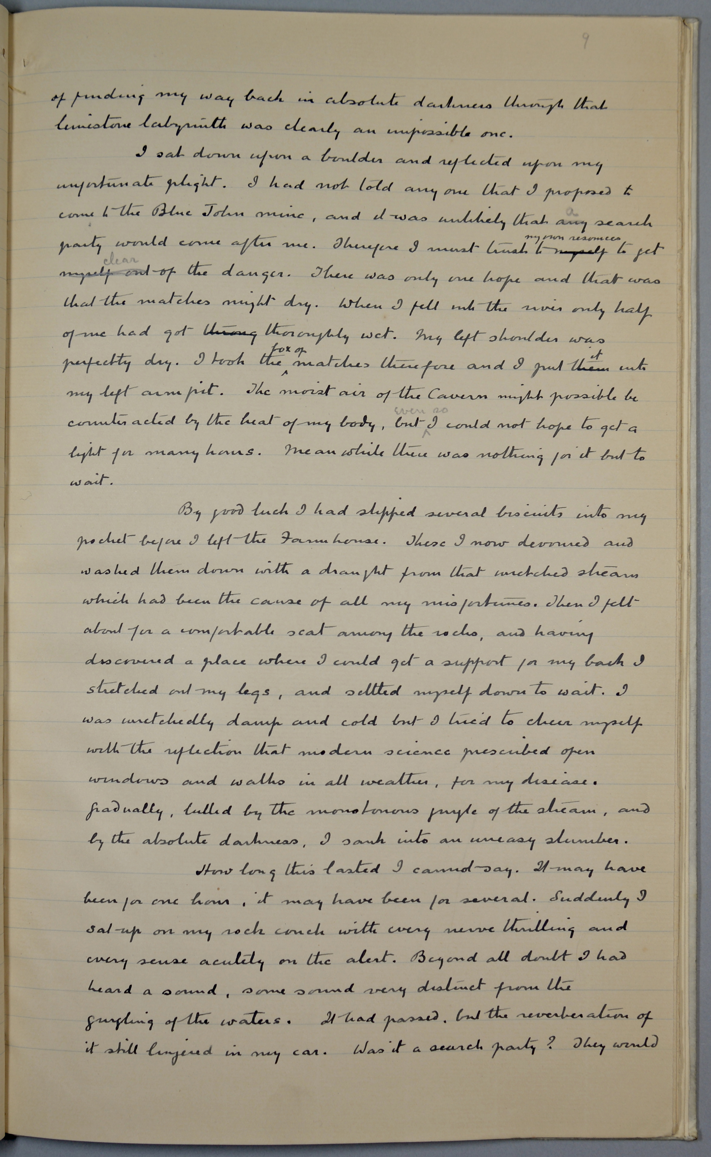 page 9 of the manuscript of The Terror of Blue John Gap
