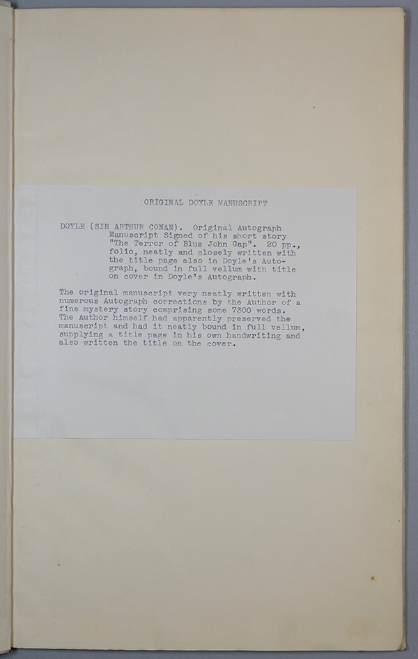 page c of the manuscript of "The Terror of Blue John Gap"