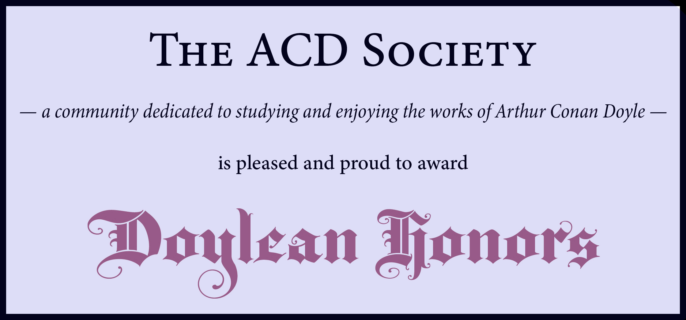 excerpt from Doylean Honors certificate