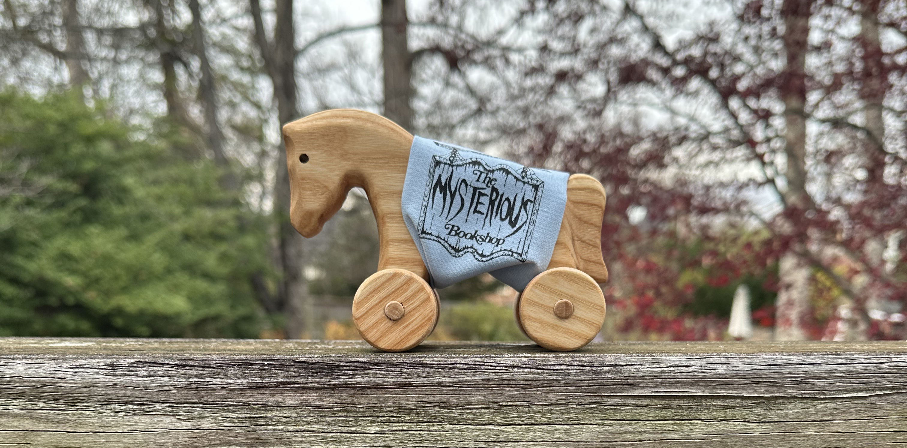 A 2026 Wessex Cup pony -- that is, a small, wooden, wheeled toy horse