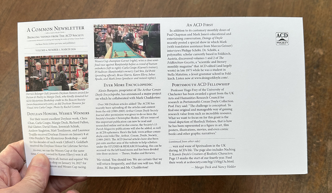 photograph of the back side of vnn1 of A Common newsletter